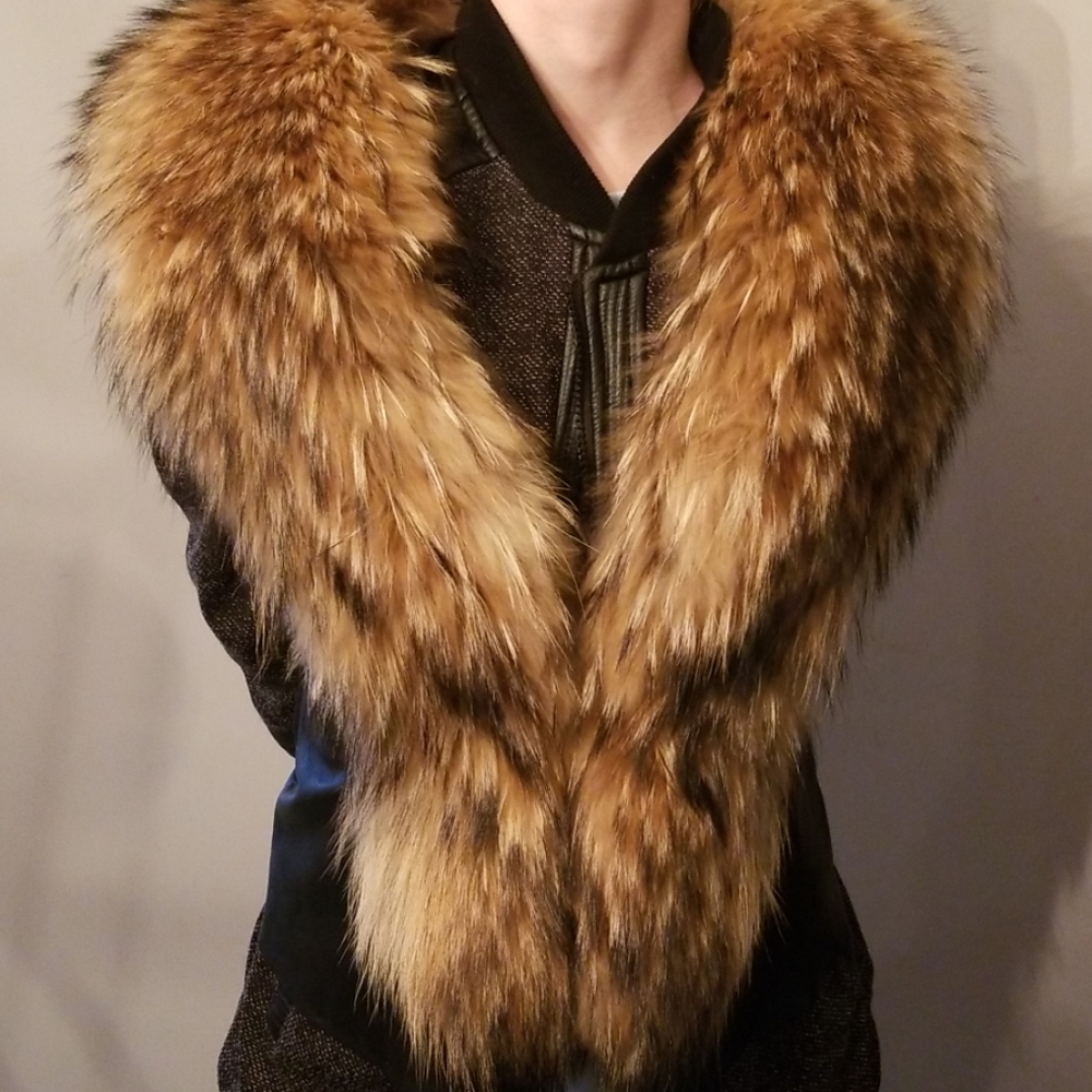 Fox and leather jacket